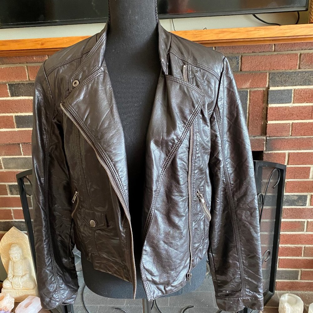 Mossimo brown faux leather jacket size S